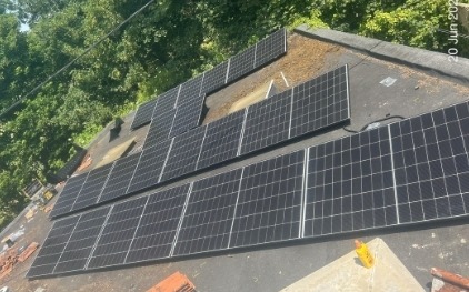 Detached House, completed solar panel installation on the roof, 5.46 kWp CRS Energy system