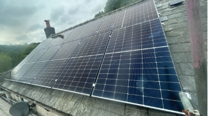 Detached House, completed solar panel installation on the roof, 4.4 kWp CRS Energy system