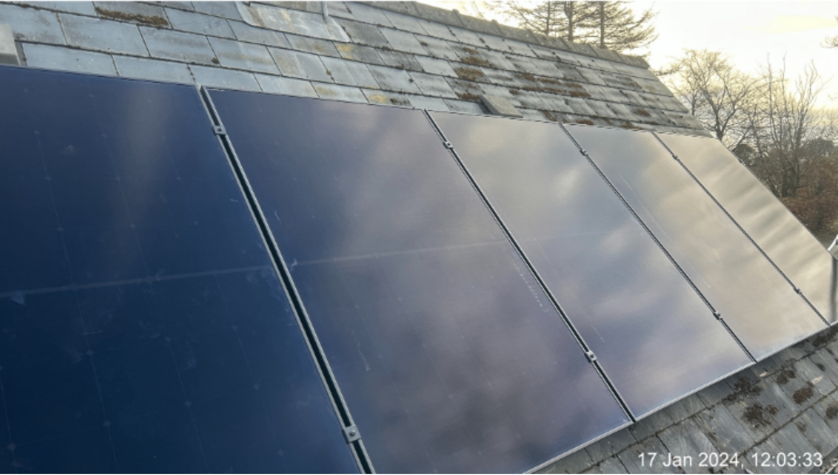 Detached House, completed solar panel installation on the roof, 5.16 kWp CRS Energy system
