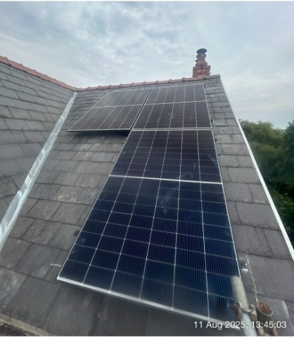 Detached House, completed solar panel installation on the roof, 3.64 kWp CRS Energy system