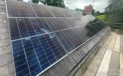 Detached House, completed solar panel installation on the roof, 5.46 kWp CRS Energy system