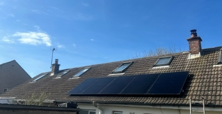 Semi-Detached Bungalow, completed solar panel installation on the roof, 4.3 kWp CRS Energy system