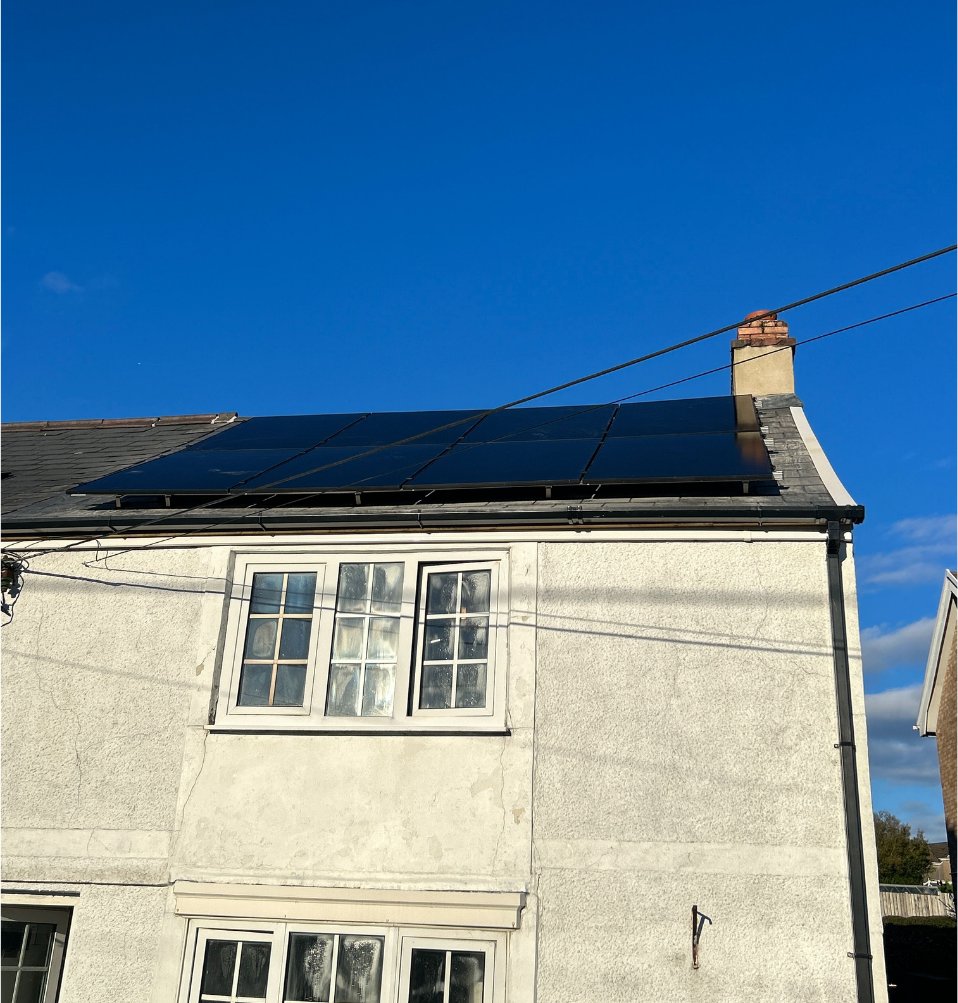 Semi-Detached House, completed solar panel installation on the roof, 3.44 kWp CRS Energy system