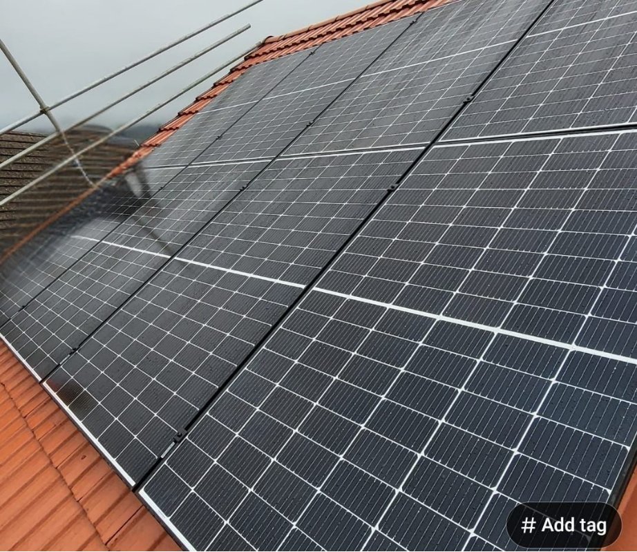 Semi-Detached House, completed solar panel installation on the roof, 3.28 kWp CRS Energy system