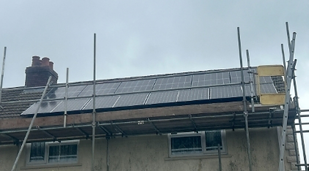Semi-Detached House, solar panels being installed on the roof, 4.4 kWp CRS Energy system